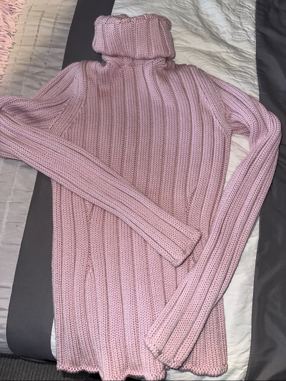 Hugo Boss Pink Ribbed Turtleneck Sweater